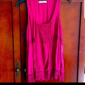 Maurices Dark Pink Tank Top with Crochet